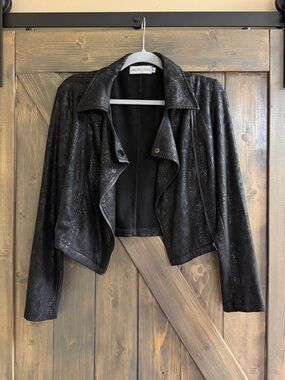 Black Faux Leather Moto-Style Jacket
